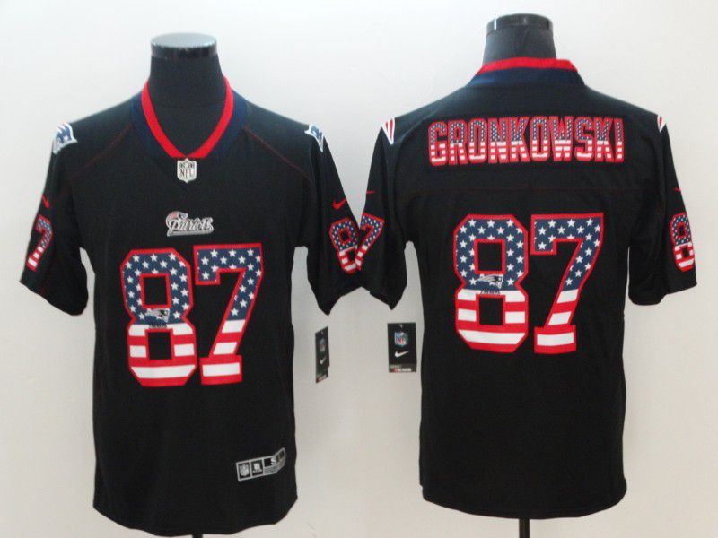 Men New England Patriots #87 Gronkowski Nike USA Flag Fashion Black Color Rush Limited NFL Jersey